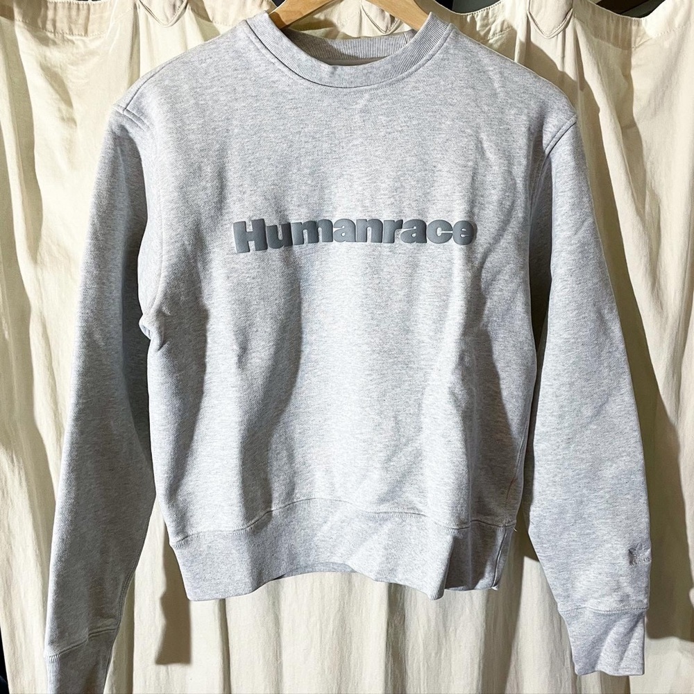 Adidas x Human Race by Pharrell puff graphic women’s sweatshirt size XS in grey